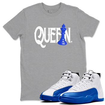 12s Blueberry shirts to match jordans Chess Queen sneaker match tees Air Jordan 12 Blueberry SNRT Sneaker Tees streetwear brand Heather Grey 1 unisex cotton tee
