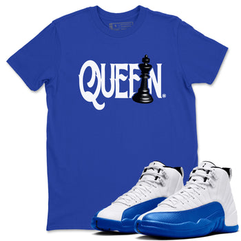 12s Blueberry shirts to match jordans Chess Queen sneaker match tees Air Jordan 12 Blueberry SNRT Sneaker Tees streetwear brand Royal Blue 1 unisex cotton tee