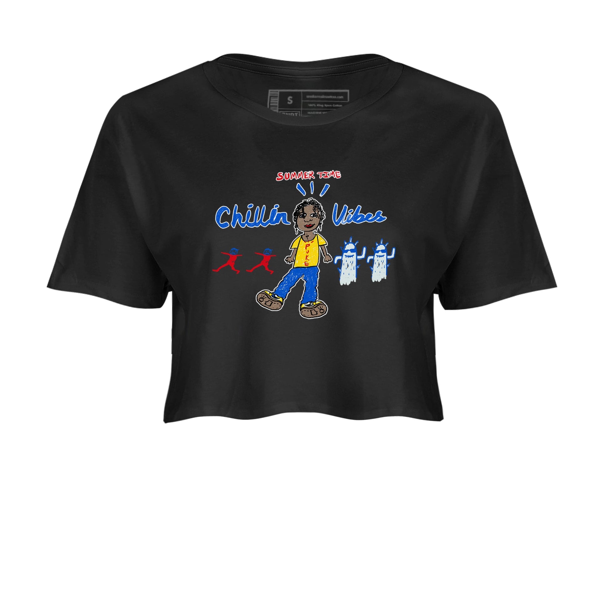 Air Jordan 1 Travis x Scott x Canary shirt to match jordans Chillin Vibes sneaker tees Air Jordan 1 Travis Scott Canary SNRT Sneaker Release Tees Black 2 crop length shirt