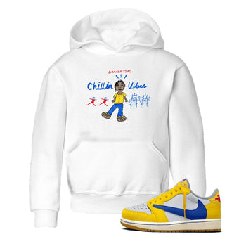 Air Jordan 1 Travis x Scott x Canary shirt to match jordans Chillin Vibes sneaker tees Air Jordan 1 Travis Scott Canary SNRT sneaker release tees baby toddler White 1 cotton Shirt