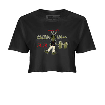 1s Travis Scott Medium Olive shirts to match jordans Chillin Vibes sneaker match tees Air Jordan 1 Travis Scott Medium Olive SNRT Sneaker Release Tees unisex cotton Black 2 Crop Shirts