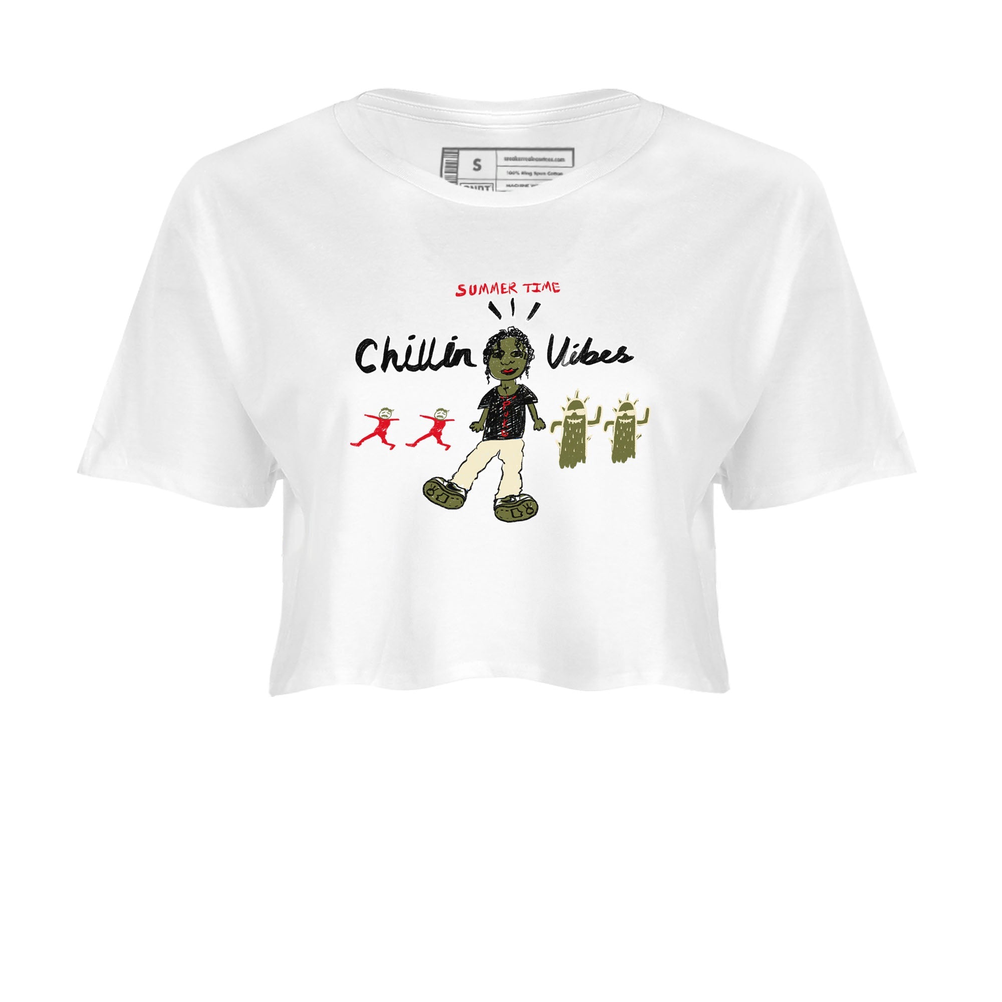 1s Travis Scott Medium Olive shirts to match jordans Chillin Vibes sneaker match tees Air Jordan 1 Travis Scott Medium Olive SNRT Sneaker Release Tees unisex cotton White 2 Crop Shirts