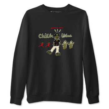1s Travis Scott Medium Olive shirts to match jordans Chillin Vibes sneaker match tees Air Jordan 1 Travis Scott Medium Olive SNRT Sneaker Release Tees unisex cotton Black 2 crew neck shirts