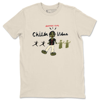 1s Travis Scott Medium Olive shirts to match jordans Chillin Vibes sneaker match tees Air Jordan 1 Travis Scott Medium Olive SNRT Sneaker Release Tees unisex cotton Natural 2 crew neck shirts