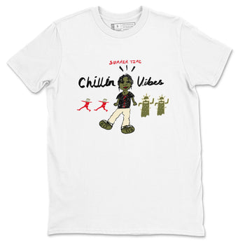 1s Travis Scott Medium Olive shirts to match jordans Chillin Vibes sneaker match tees Air Jordan 1 Travis Scott Medium Olive SNRT Sneaker Release Tees unisex cotton White 2 crew neck shirts