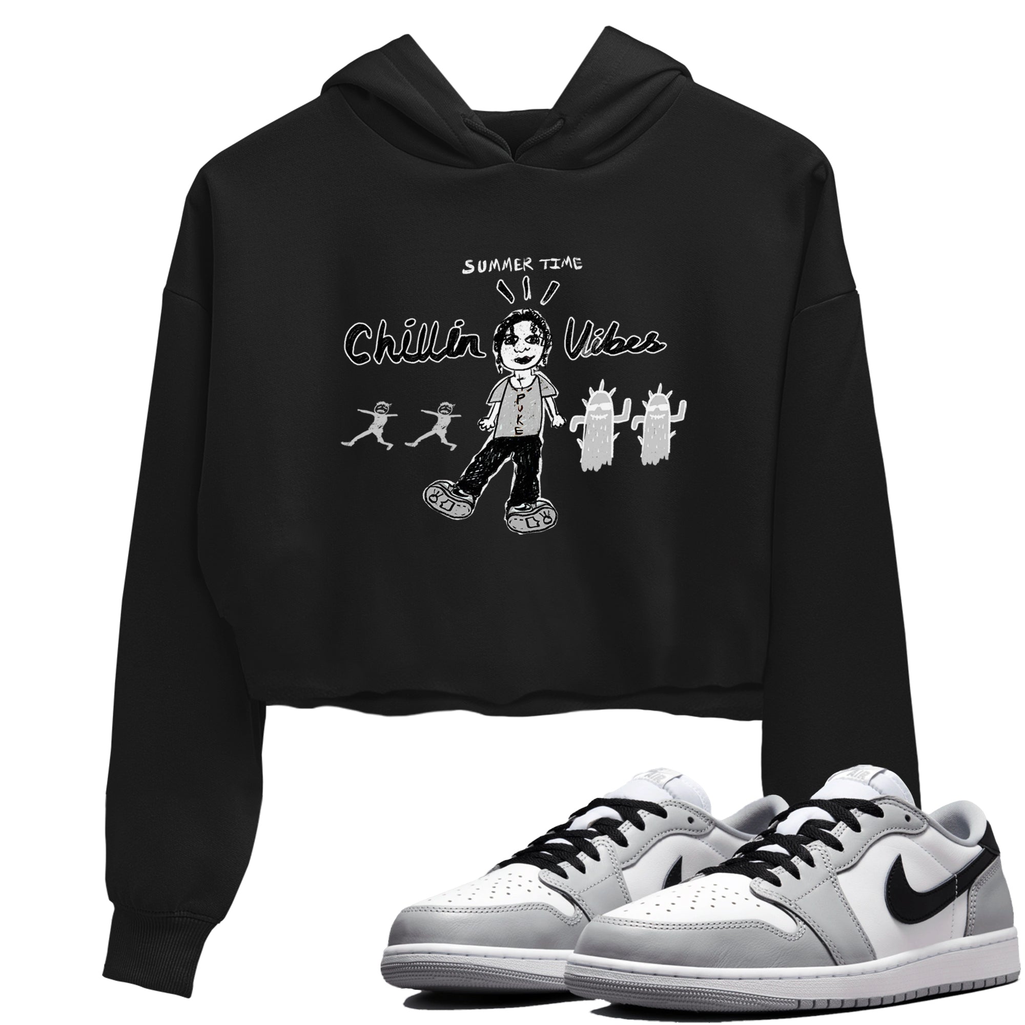 1s Wolf Grey shirts to match jordans Chillin Vibes sneaker match tees Air Jordan 1 Wolf Grey SNRT Sneaker Tees streetwear brand Black 1 crop tee