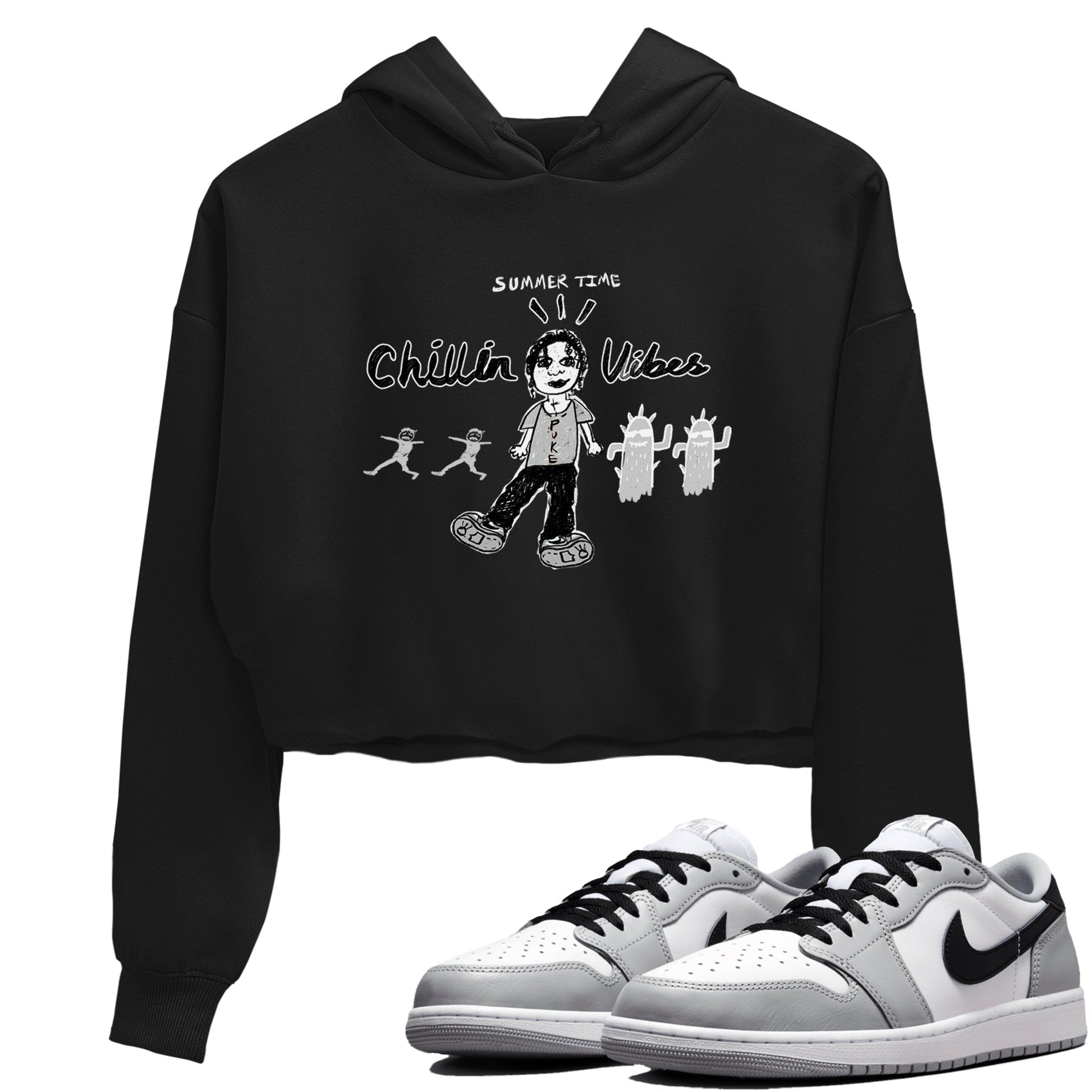 1s Wolf Grey shirts to match jordans Chillin Vibes sneaker match tees Air Jordan 1 Wolf Grey SNRT Sneaker Tees streetwear brand Black 1 crop tee