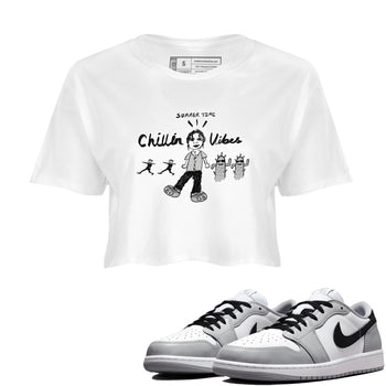 1s Wolf Grey shirts to match jordans Chillin Vibes sneaker match tees Air Jordan 1 Wolf Grey SNRT Sneaker Tees streetwear brand White 1 crop tee