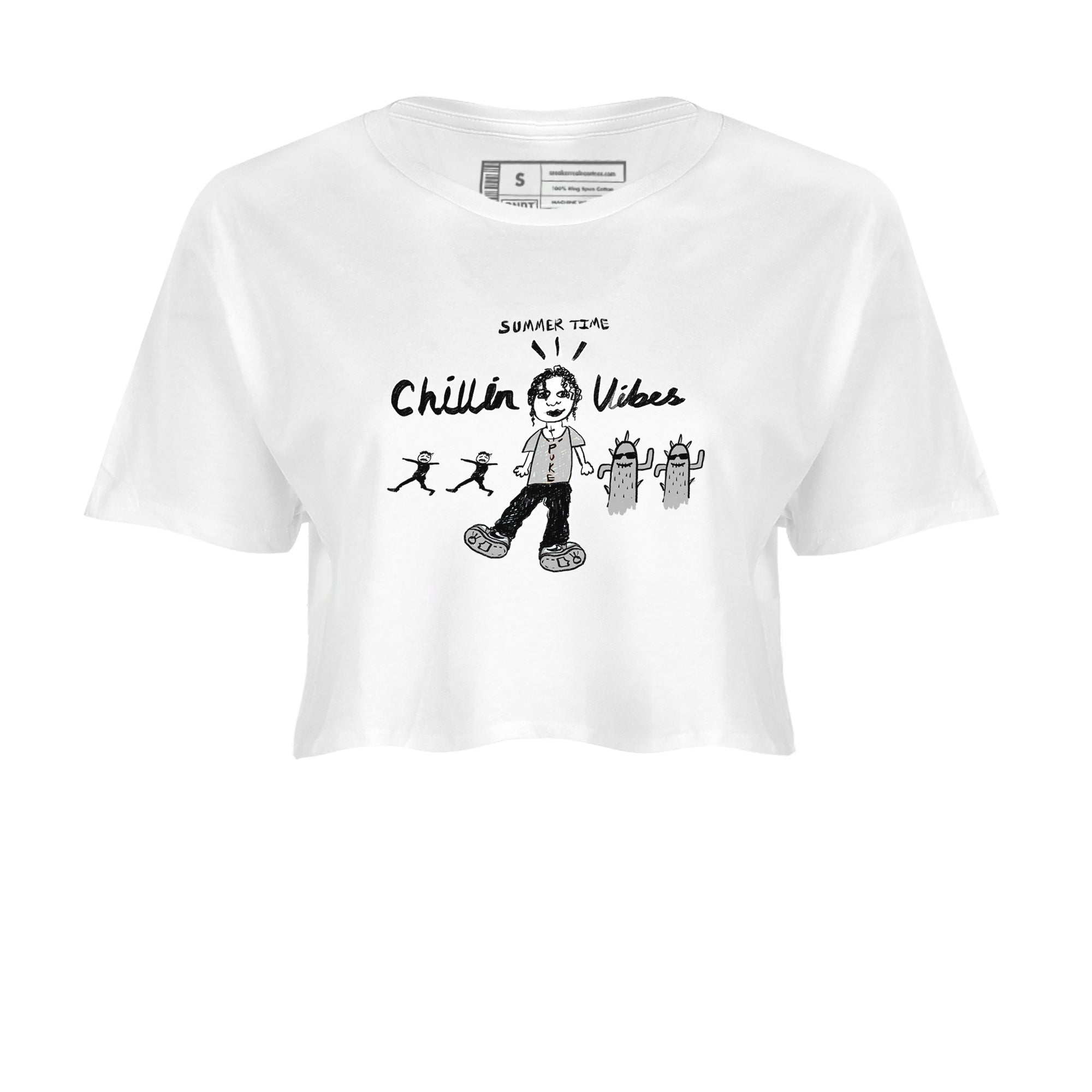 1s Wolf Grey shirts to match jordans Chillin Vibes sneaker match tees Air Jordan 1 Wolf Grey SNRT Sneaker Tees streetwear brand White 2 crop tee