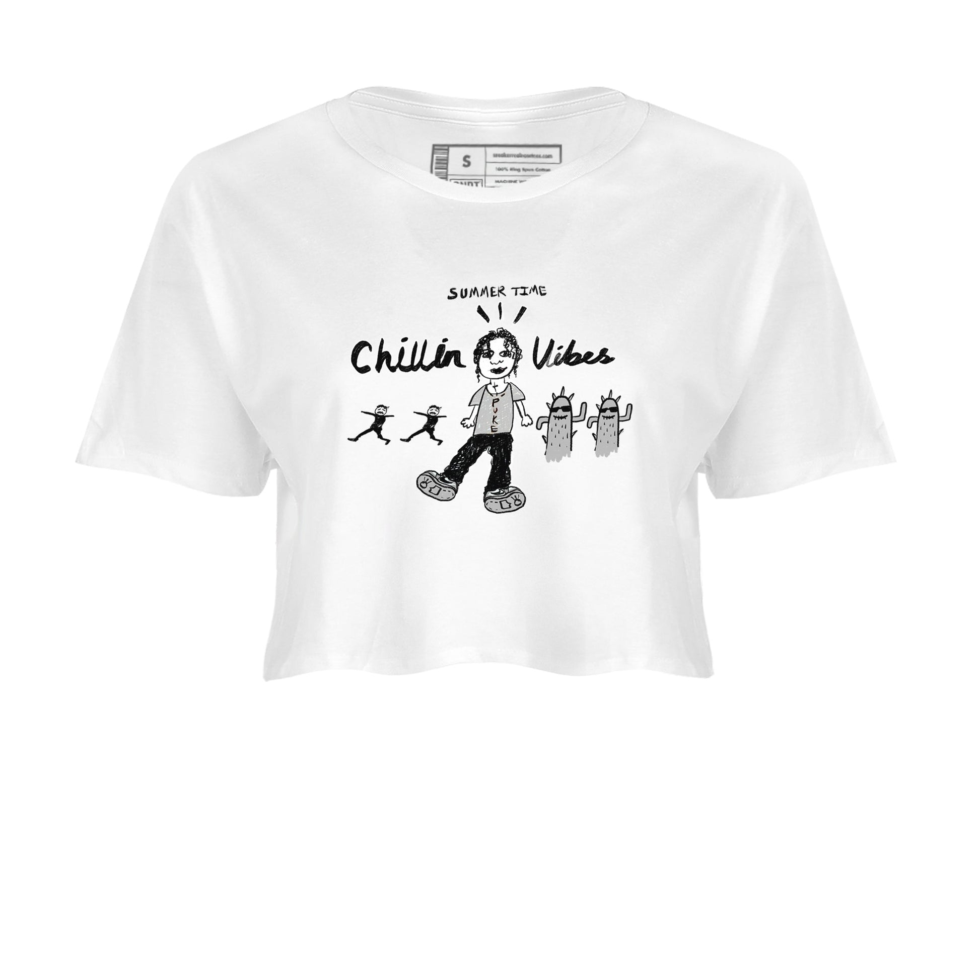 1s Wolf Grey shirts to match jordans Chillin Vibes sneaker match tees Air Jordan 1 Wolf Grey SNRT Sneaker Tees streetwear brand White 2 crop tee