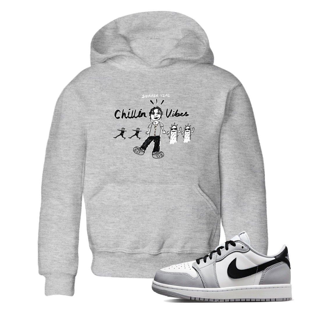 1s Wolf Grey shirts to match jordans Chillin Vibes sneaker match tees Air Jordan 1 Wolf Grey SNRT Sneaker Tees streetwear brand Baby and Youth Heather Grey 1 cotton tee