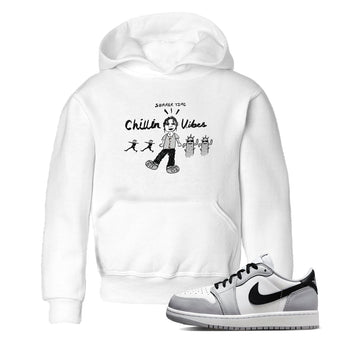 1s Wolf Grey shirts to match jordans Chillin Vibes sneaker match tees Air Jordan 1 Wolf Grey SNRT Sneaker Tees streetwear brand Baby and Youth White 1 cotton tee