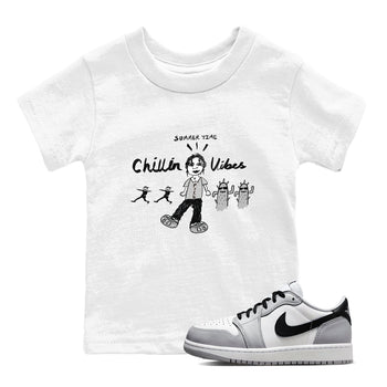 1s Wolf Grey shirts to match jordans Chillin Vibes sneaker match tees Air Jordan 1 Wolf Grey SNRT Sneaker Tees streetwear brand Baby and Youth White 1 cotton tee