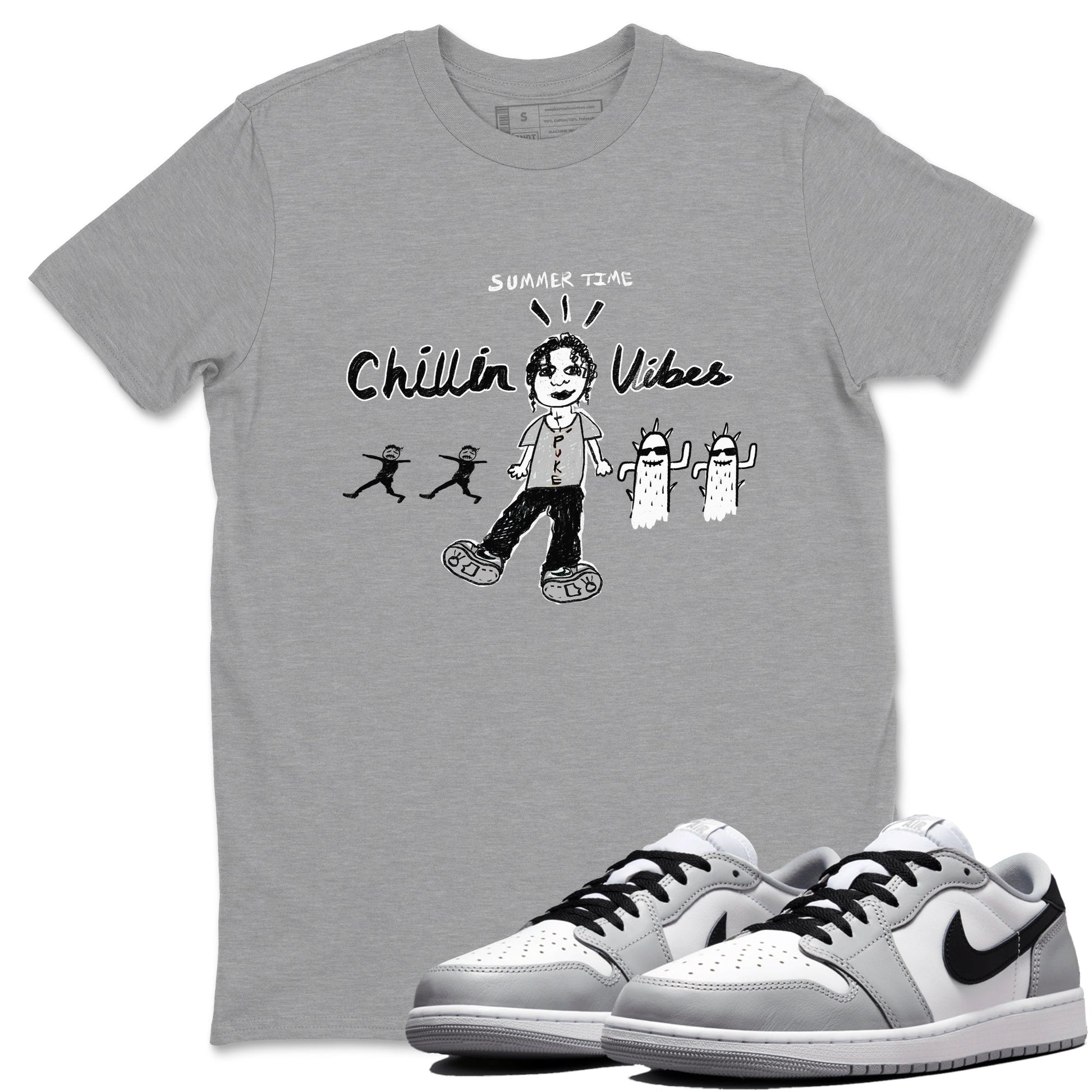 1s Wolf Grey shirts to match jordans Chillin Vibes sneaker match tees Air Jordan 1 Wolf Grey SNRT Sneaker Tees streetwear brand Heather Grey 1 unisex cotton tee