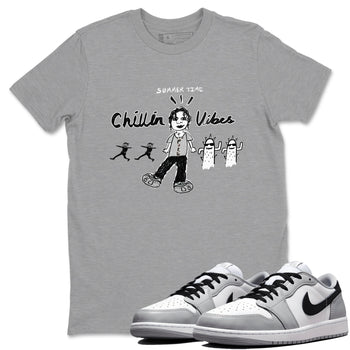 1s Wolf Grey shirts to match jordans Chillin Vibes sneaker match tees Air Jordan 1 Wolf Grey SNRT Sneaker Tees streetwear brand Heather Grey 1 unisex cotton tee