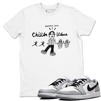 1s Wolf Grey shirts to match jordans Chillin Vibes sneaker match tees Air Jordan 1 Wolf Grey SNRT Sneaker Tees streetwear brand White 1 unisex cotton tee