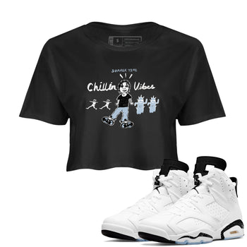 6s White Black shirt to match jordans Chillin Vibes sneaker tees Air Jordan 6 White Black SNRT Sneaker Release Tees Black 1 crop length shirt