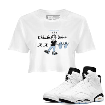 6s White Black shirt to match jordans Chillin Vibes sneaker tees Air Jordan 6 White Black SNRT Sneaker Release Tees White 1 crop length shirt