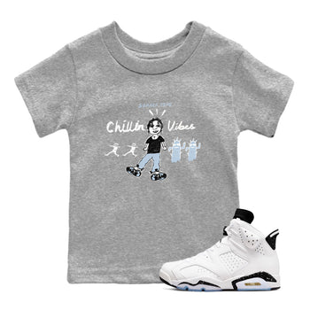 6s White Black shirt to match jordans Chillin Vibes sneaker tees Air Jordan 6 White Black SNRT sneaker release tees baby toddler Heather Grey 1 cotton Shirt