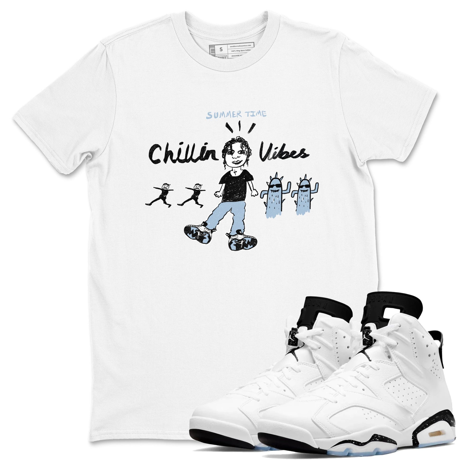 6s White Black shirt to match jordans Chillin Vibes sneaker tees Air Jordan 6 White Black SNRT Sneaker Release Tees unisex cotton White 1 crew neck shirt