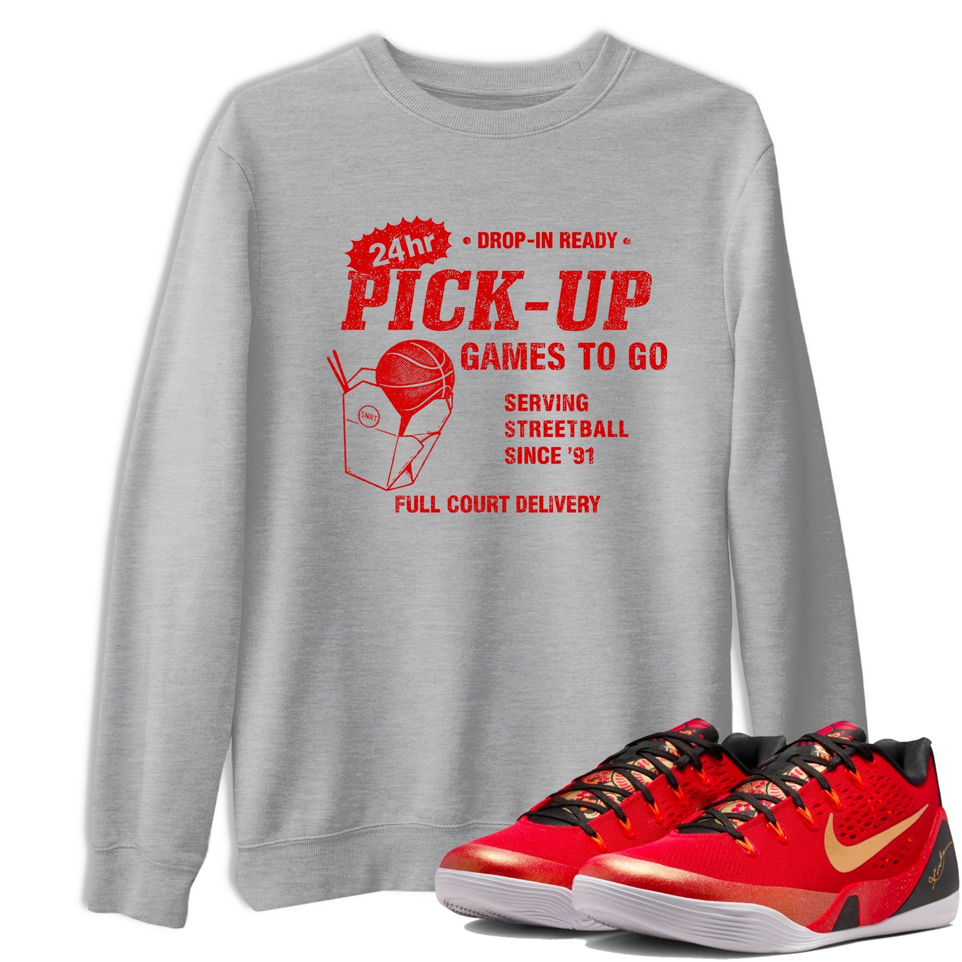 Best Christmas gifts for sneakerheads  – Sneaker Tees To Match Nike KB 9 China Sneakers – Chinatown Pick Up Graphic Tee Heather Grey 1