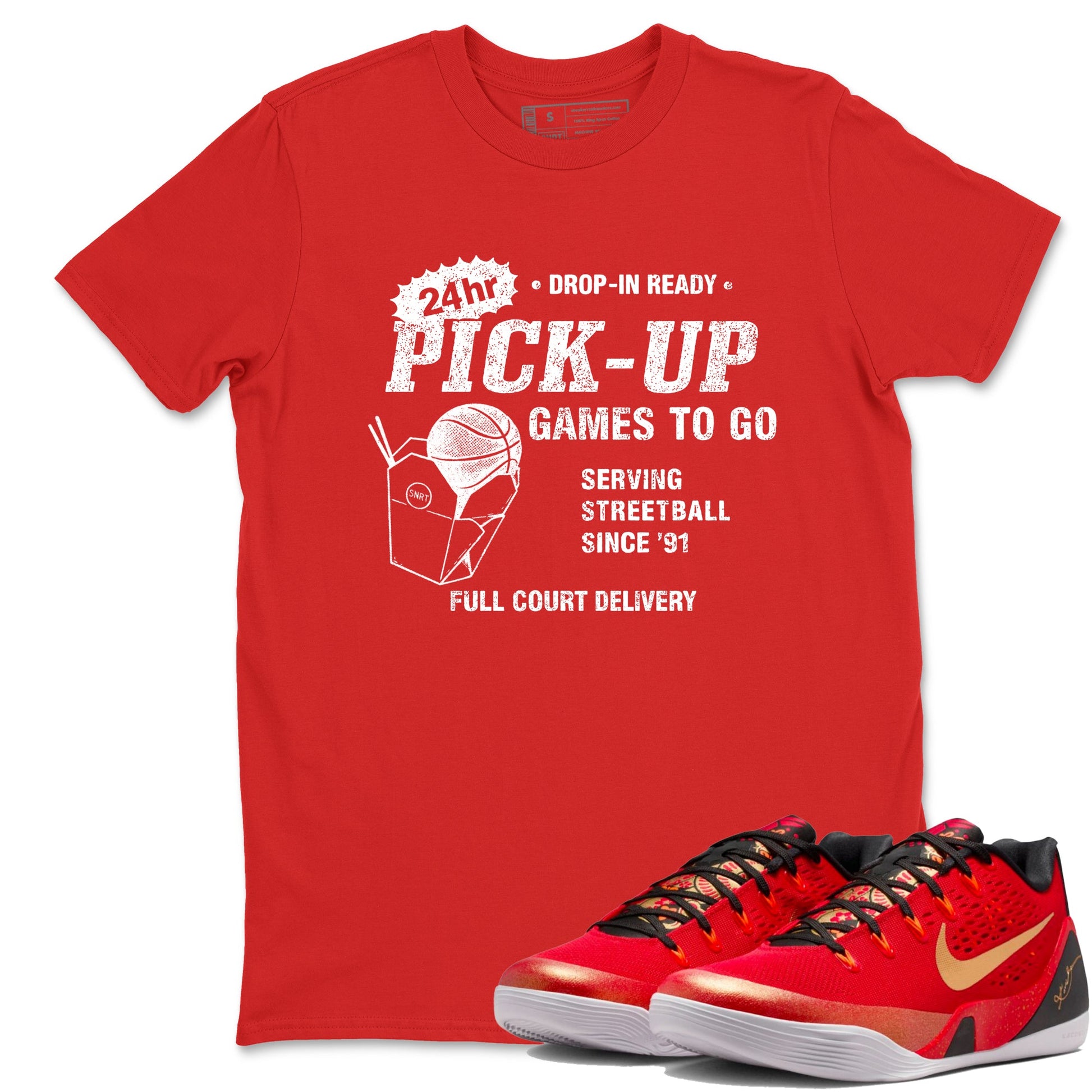 Best Christmas gifts for sneakerheads  – Sneaker Tees To Match Nike KB 9 China Sneakers – Chinatown Pick Up Graphic Tee Red 1