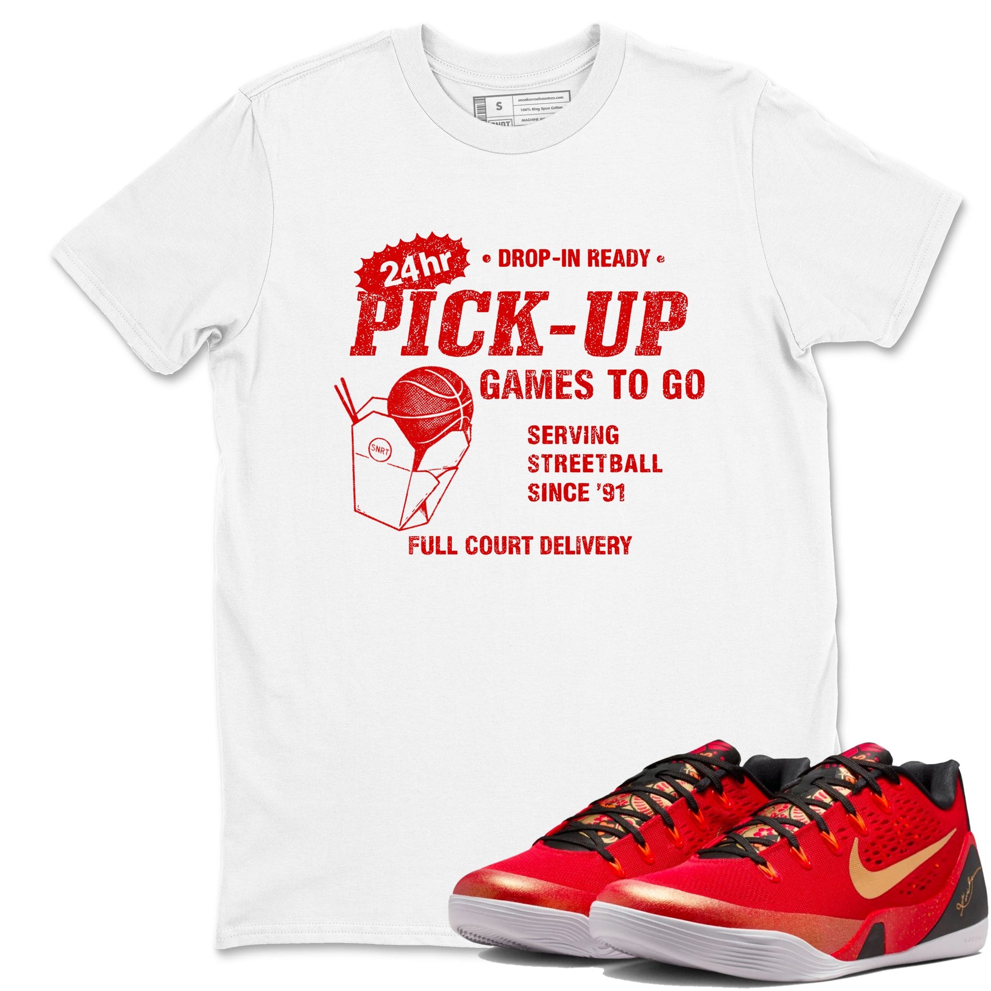 Best Christmas gifts for sneakerheads  – Sneaker Tees To Match Nike KB 9 China Sneakers – Chinatown Pick Up Graphic Tee White 1