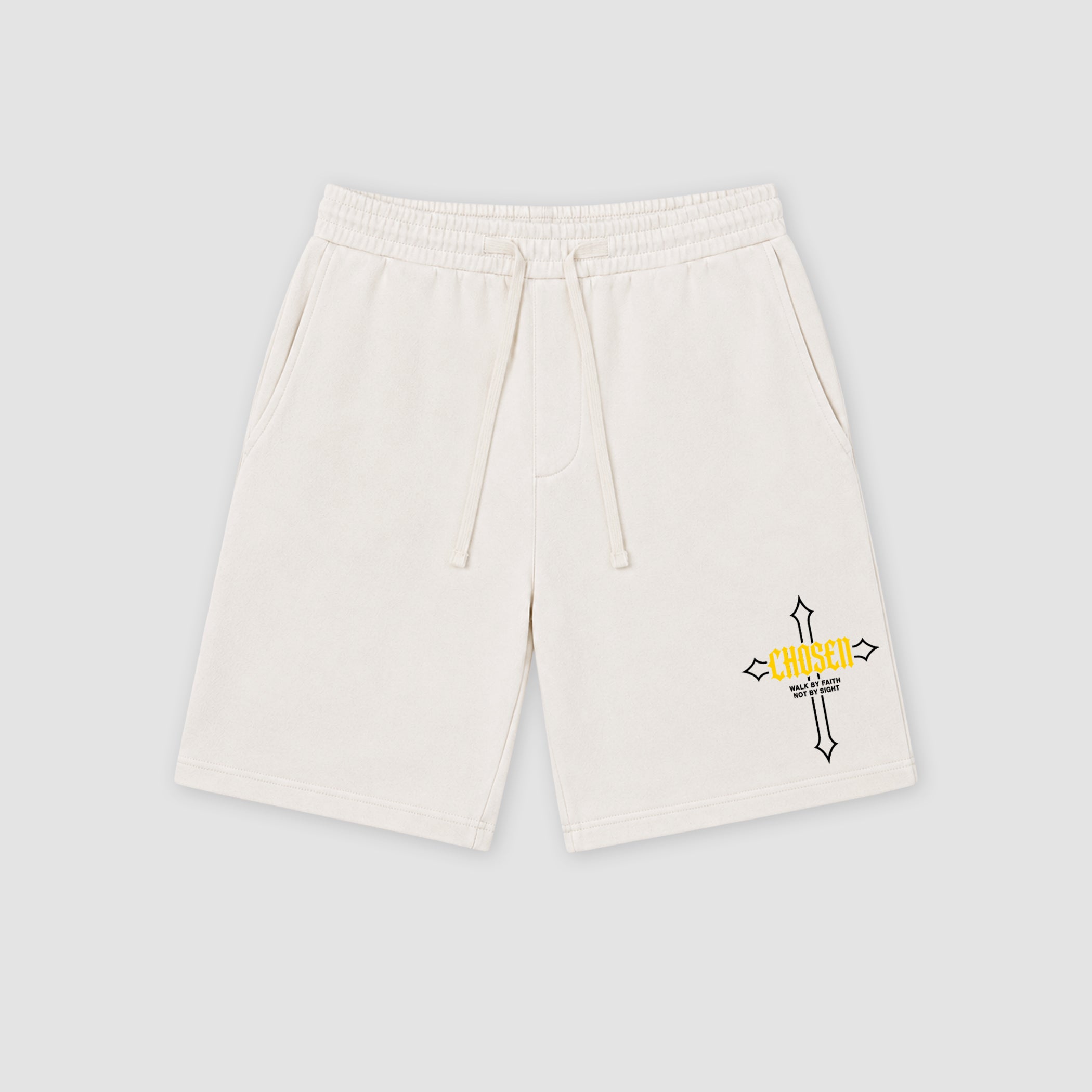 The Chosen Cross graphic fleece shorts deliver a relaxed streetwear look with premium fleece comfort and bold graphic details, designed to match the Air Jordan 4 Tour Yellow and complete your sneaker rotation.