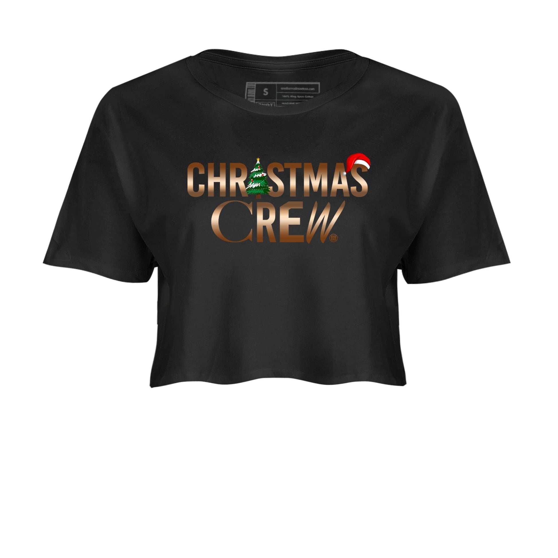 Foams One Metallic Copper shirts to match jordans Christmas Crew Christmas Holiday sneaker match tees Air Foamposite One Metallic Copper match shoes to clothes SNRT Sneaker Tees unisex cotton Black 2 crop tee