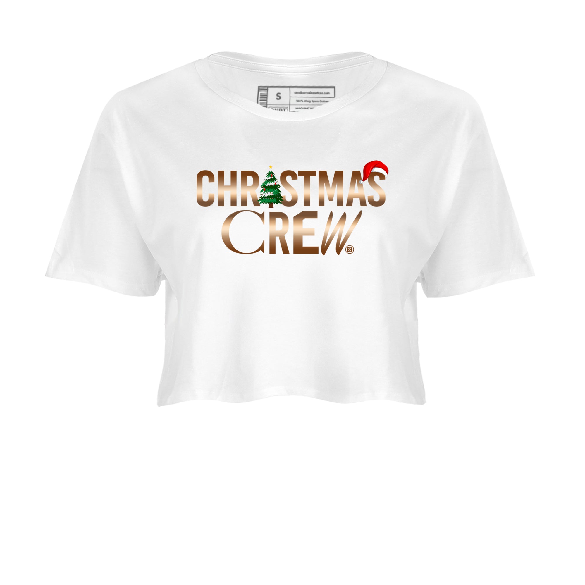 Foams One Metallic Copper shirts to match jordans Christmas Crew Christmas Holiday sneaker match tees Air Foamposite One Metallic Copper match shoes to clothes SNRT Sneaker Tees unisex cotton White 2 crop tee