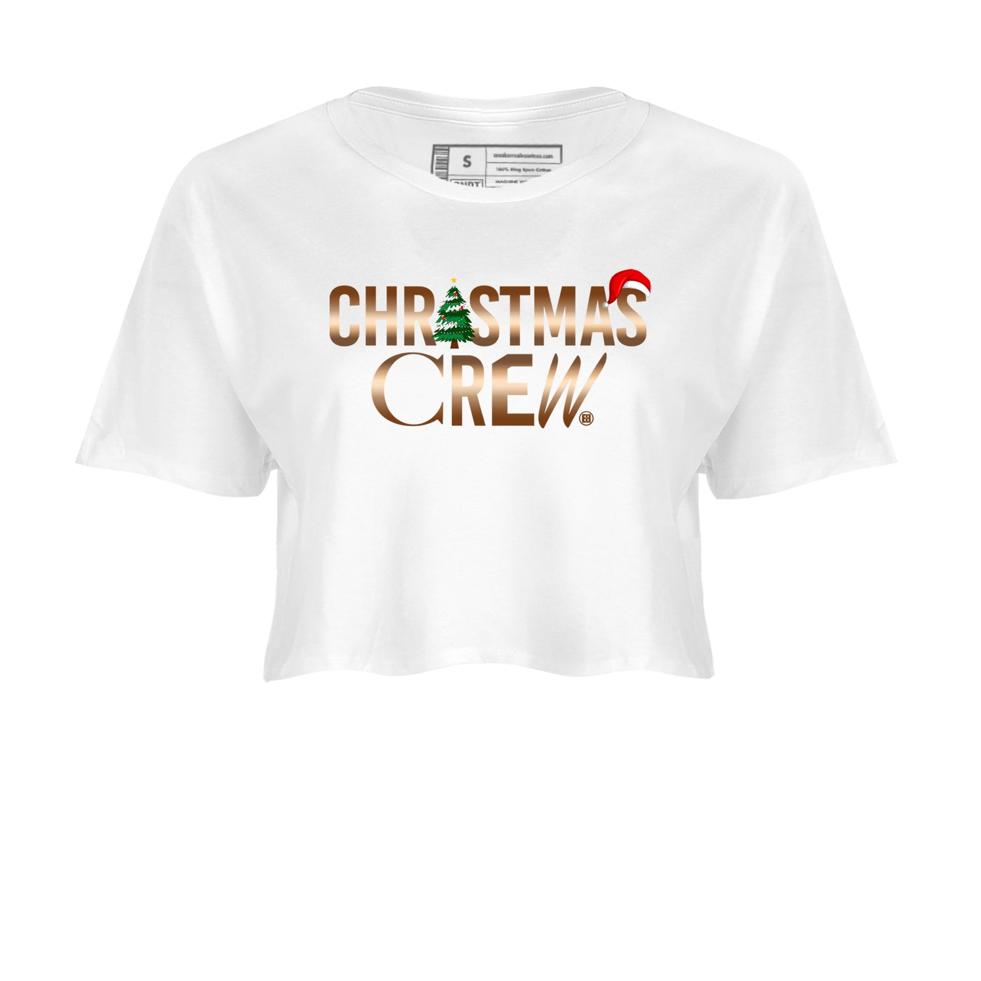 Foams One Metallic Copper shirts to match jordans Christmas Crew Christmas Holiday sneaker match tees Air Foamposite One Metallic Copper match shoes to clothes SNRT Sneaker Tees unisex cotton White 2 crop tee