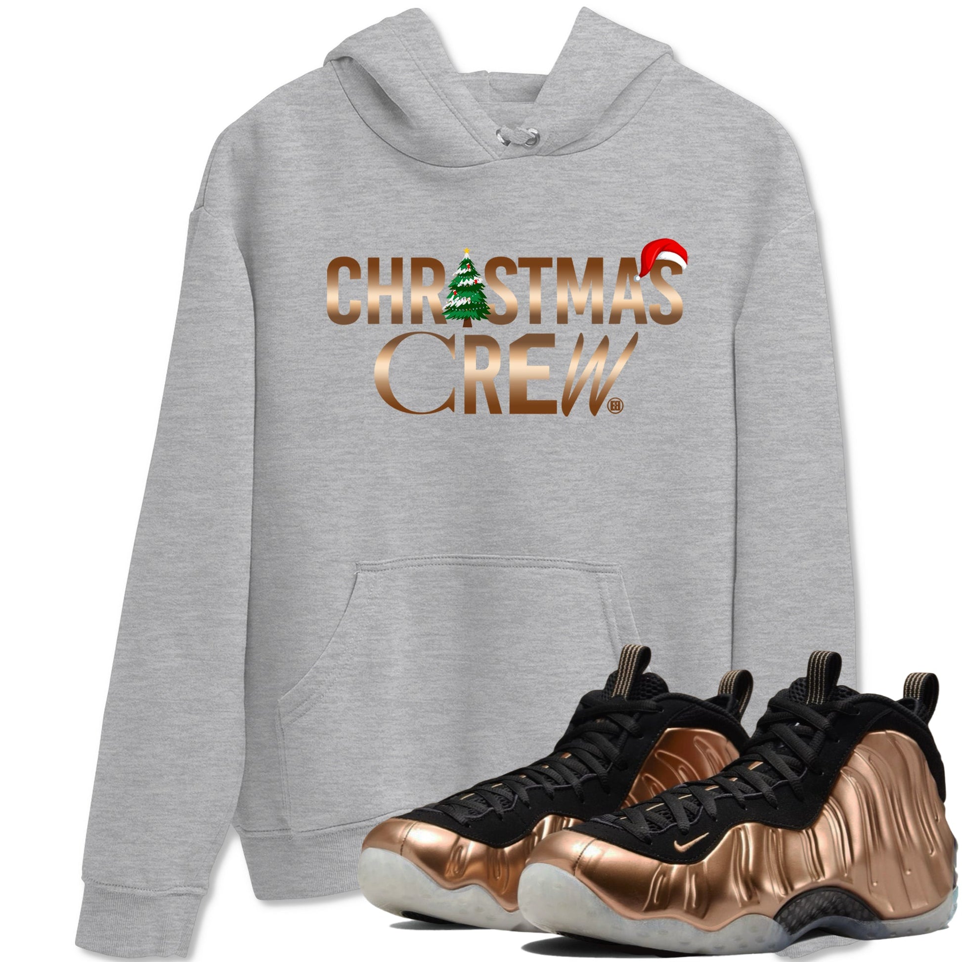 Foams One Metallic Copper shirts to match jordans Christmas Crew Christmas Holiday sneaker match tees Air Foamposite One Metallic Copper match shoes to clothes SNRT Sneaker Tees unisex cotton Heather Grey 1 shirts