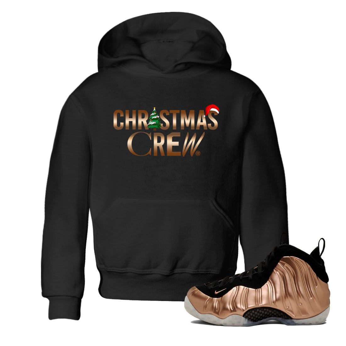 Foams One Metallic Copper shirts to match jordans Christmas Crew Christmas Holiday sneaker match tees Air Foamposite One Metallic Copper match shoes to clothes SNRT Sneaker Tees Youth Baby Black 1 tee