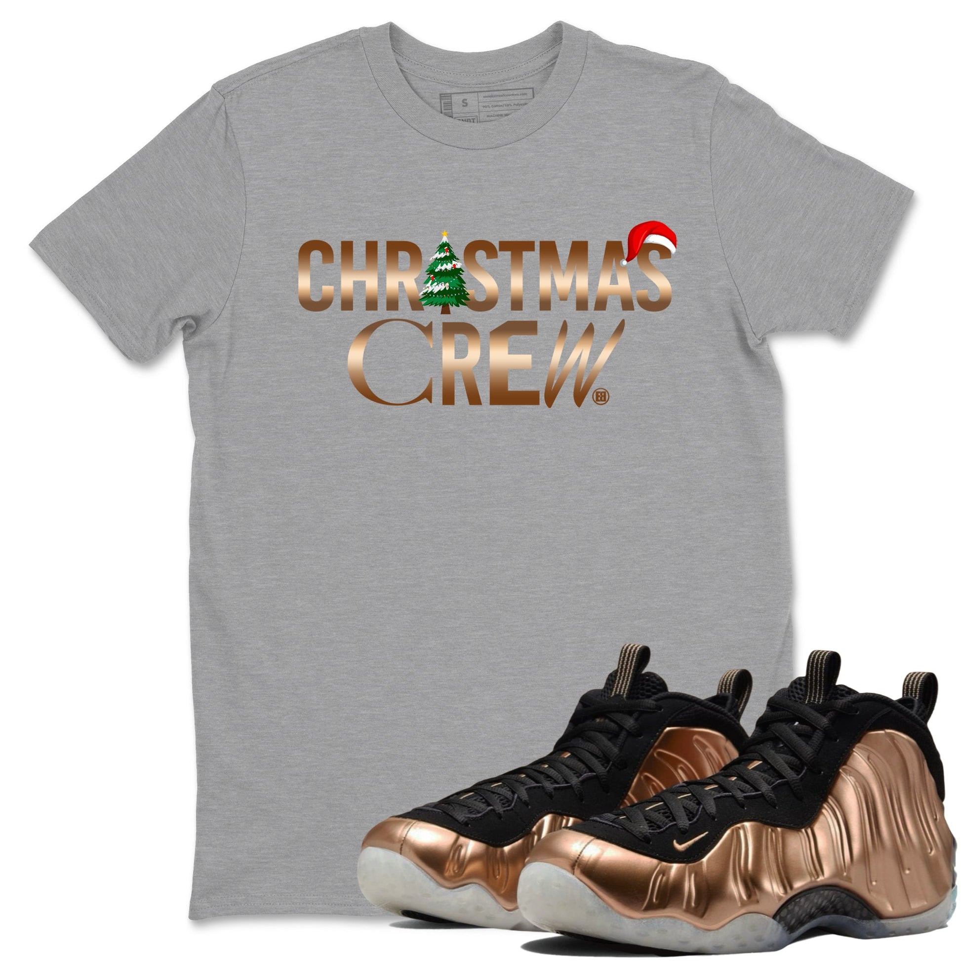 Foams One Metallic Copper shirts to match jordans Christmas Crew Christmas Holiday sneaker match tees Air Foamposite One Metallic Copper match shoes to clothes SNRT Sneaker Tees unisex cotton Heather Grey 1 shirts