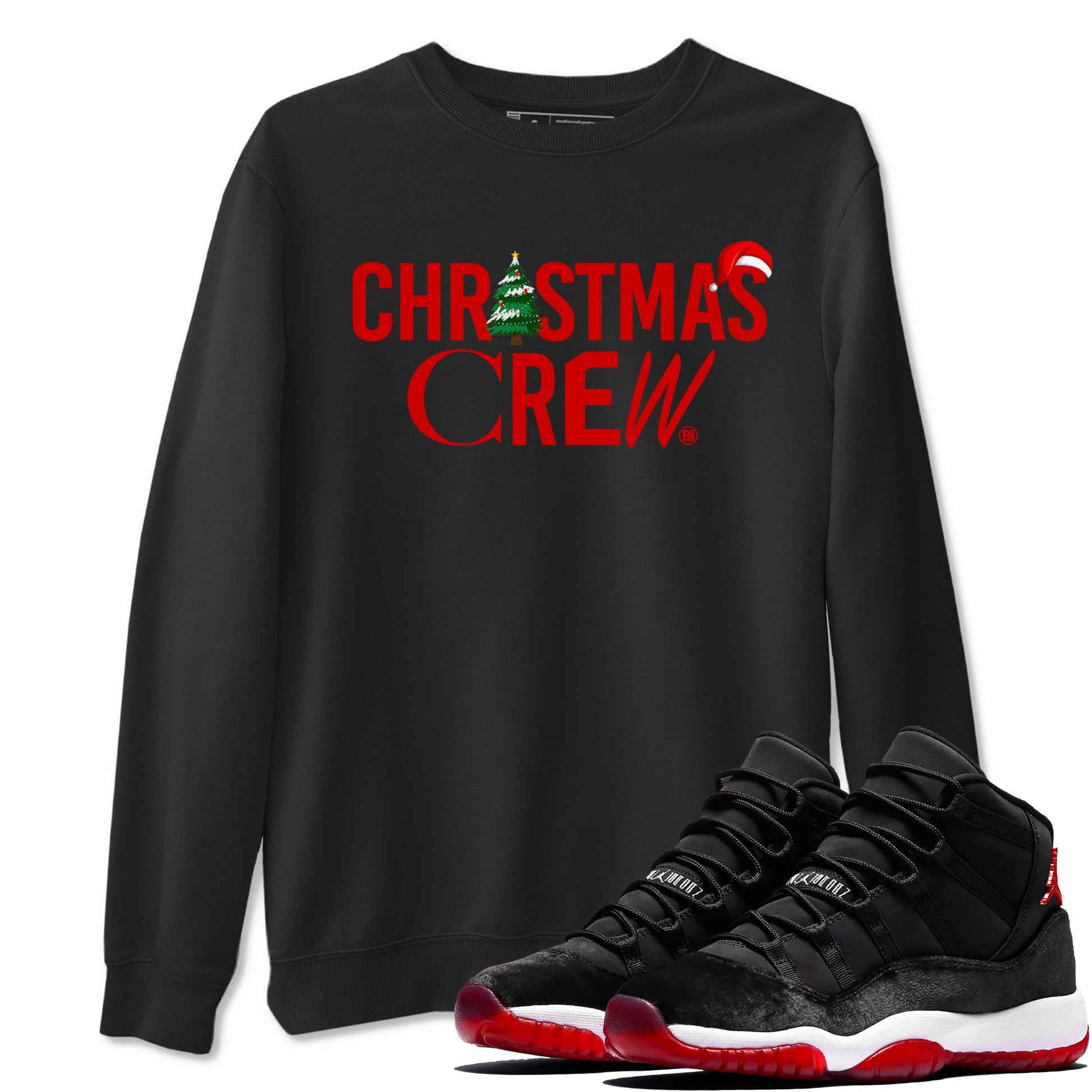 11s WMNS Bred Velvet t-shirts to match sneakers Holiday Christmas Crew sneaker match tees Air Jordan 11 Bred Velvet match shoes to clothes SNRT Sneaker Tees unisex cotton Black 1 shirts