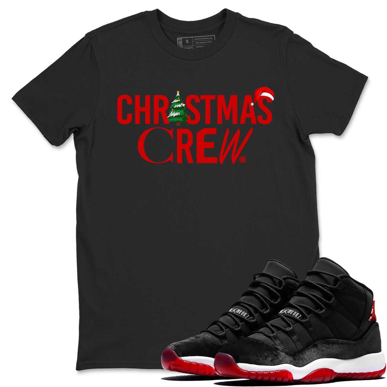 11s WMNS Bred Velvet t-shirts to match sneakers Holiday Christmas Crew sneaker match tees Air Jordan 11 Bred Velvet match shoes to clothes SNRT Sneaker Tees unisex cotton Red 1 shirts