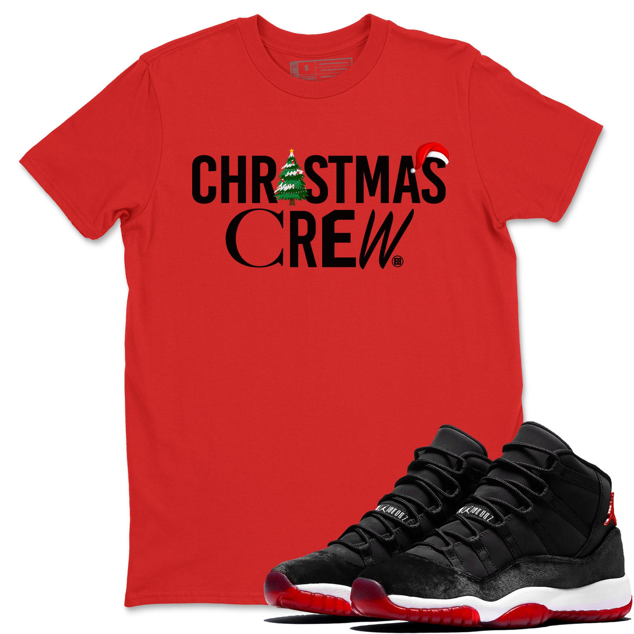 11s WMNS Bred Velvet t-shirts to match sneakers Holiday Christmas Crew sneaker match tees Air Jordan 11 Bred Velvet match shoes to clothes SNRT Sneaker Tees unisex cotton Red 1 shirts