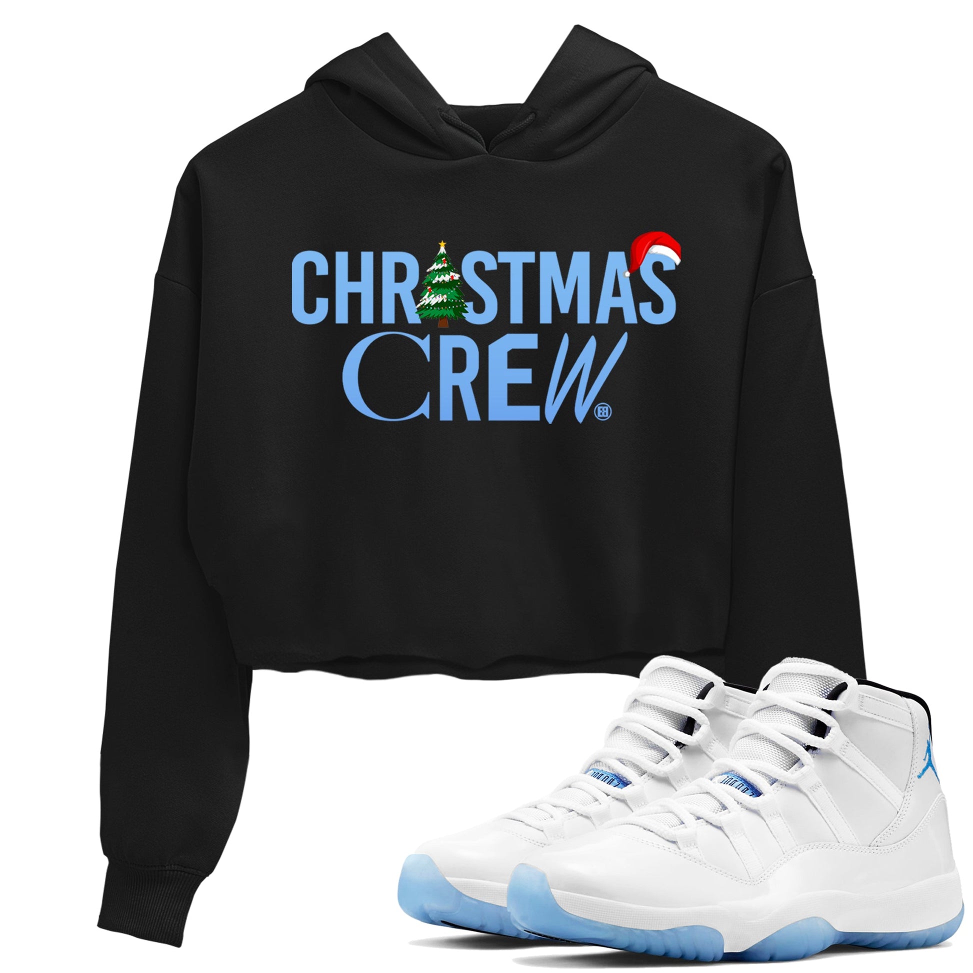 11s Legend Blue t-shirts to match sneakers Holiday Christmas Crew sneaker match tees Air Jordan 11 Retro Legend Blue match shoes to clothes SNRT Sneaker Tees unisex cotton Black 1 crop tee