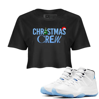 11s Legend Blue t-shirts to match sneakers Holiday Christmas Crew sneaker match tees Air Jordan 11 Retro Legend Blue match shoes to clothes SNRT Sneaker Tees unisex cotton Black 1 crop tee