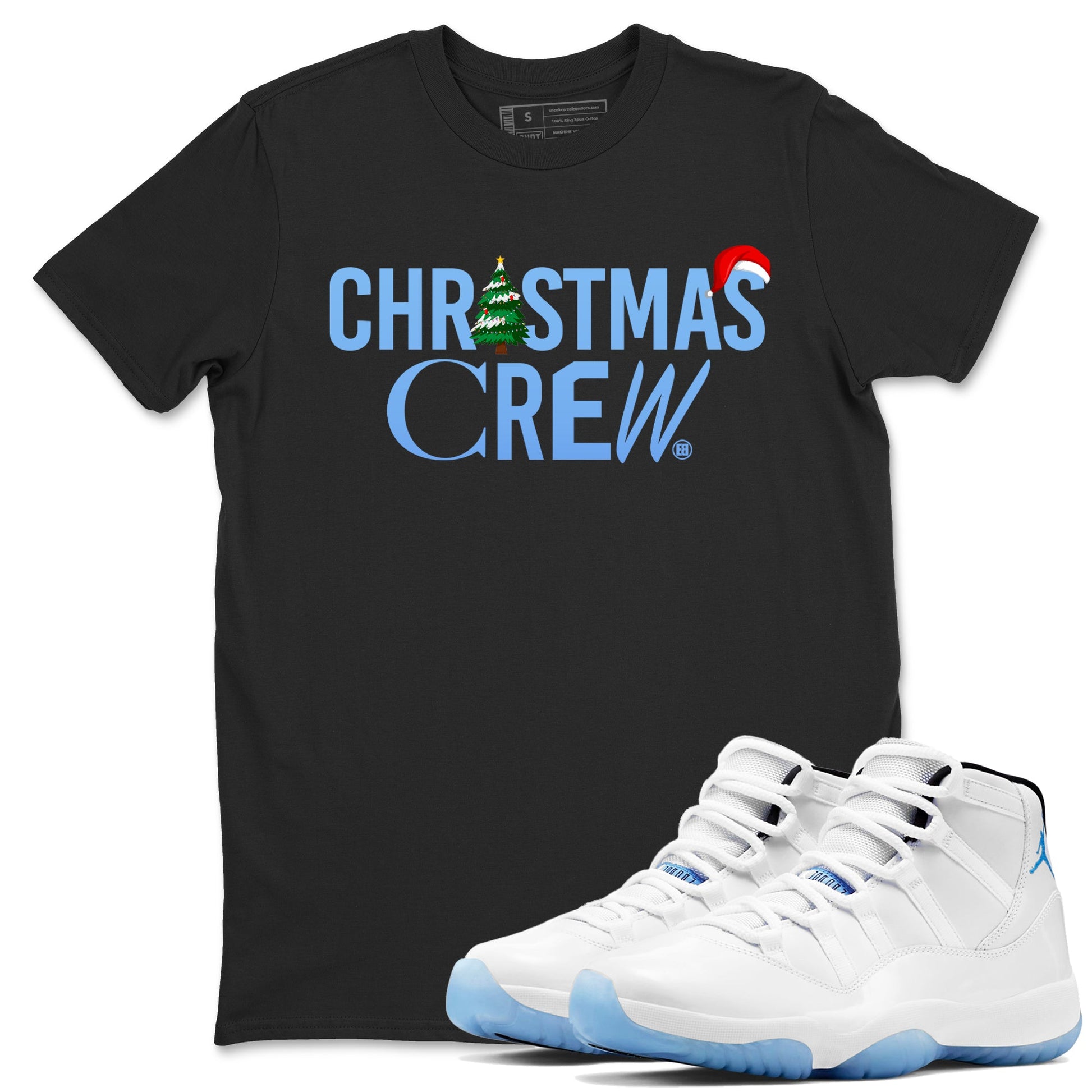 11s Legend Blue t-shirts to match sneakers Holiday Christmas Crew sneaker match tees Air Jordan 11 Retro Legend Blue match shoes to clothes SNRT Sneaker Tees unisex cotton Black 1 shirts