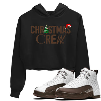 12s Baroque Brown t-shirts to match sneakers Holiday Christmas Crew sneaker match tees Air Jordan 12 Baroque Brown match shoes to clothes SNRT Sneaker Tees unisex cotton Black 1 crop tee