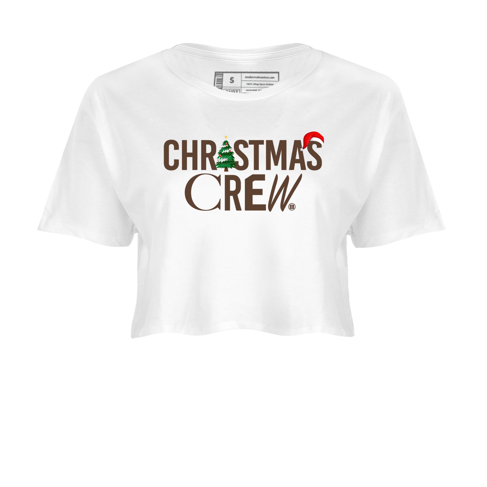12s Baroque Brown t-shirts to match sneakers Holiday Christmas Crew sneaker match tees Air Jordan 12 Baroque Brown match shoes to clothes SNRT Sneaker Tees unisex cotton White 2 crop tee