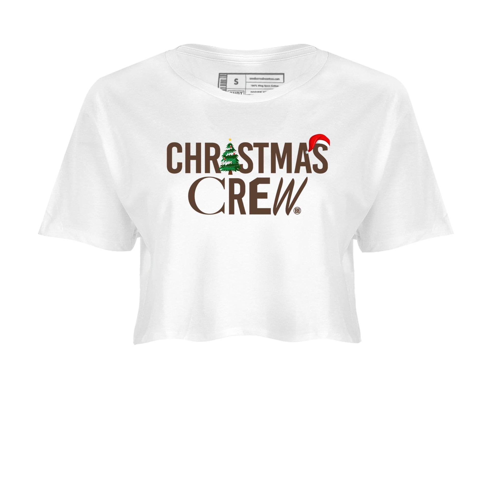 12s Baroque Brown t-shirts to match sneakers Holiday Christmas Crew sneaker match tees Air Jordan 12 Baroque Brown match shoes to clothes SNRT Sneaker Tees unisex cotton White 2 crop tee