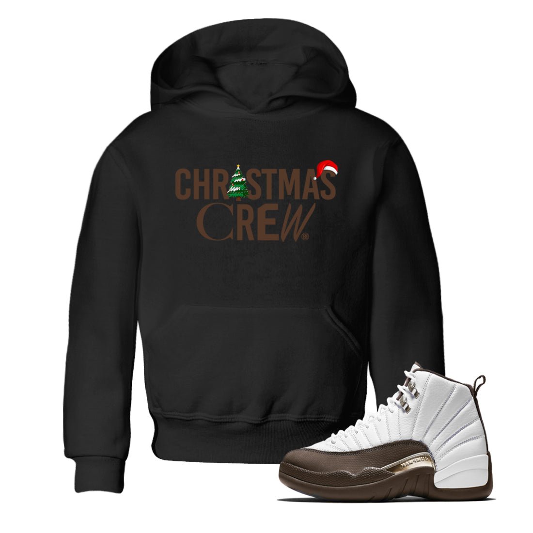 12s Baroque Brown t-shirts to match sneakers Holiday Christmas Crew sneaker match tees Air Jordan 12 Baroque Brown match shoes to clothes SNRT Sneaker Tees Youth Baby Black 1 tee