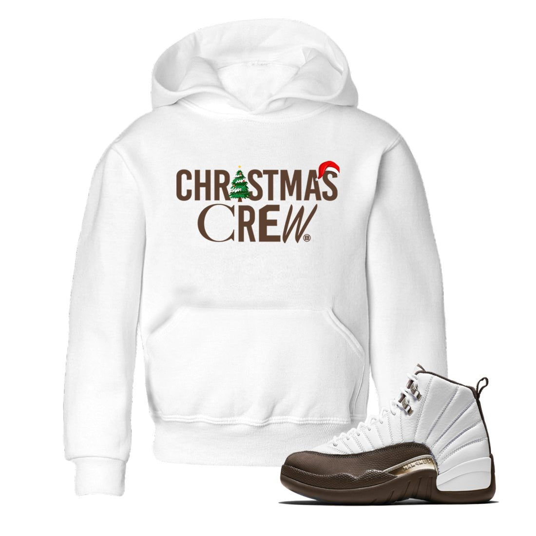12s Baroque Brown t-shirts to match sneakers Holiday Christmas Crew sneaker match tees Air Jordan 12 Baroque Brown match shoes to clothes SNRT Sneaker Tees Youth Baby White 1 tee