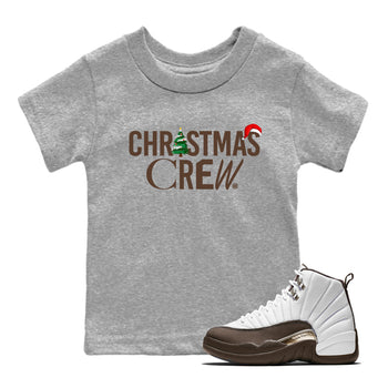 12s Baroque Brown t-shirts to match sneakers Holiday Christmas Crew sneaker match tees Air Jordan 12 Baroque Brown match shoes to clothes SNRT Sneaker Tees Youth Baby Heather Grey 1 tee