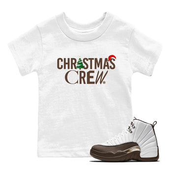 12s Baroque Brown t-shirts to match sneakers Holiday Christmas Crew sneaker match tees Air Jordan 12 Baroque Brown match shoes to clothes SNRT Sneaker Tees Youth Baby White 1 tee