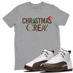 12s Baroque Brown t-shirts to match sneakers Holiday Christmas Crew sneaker match tees Air Jordan 12 Baroque Brown match shoes to clothes SNRT Sneaker Tees unisex cotton Heather Grey 1 shirts