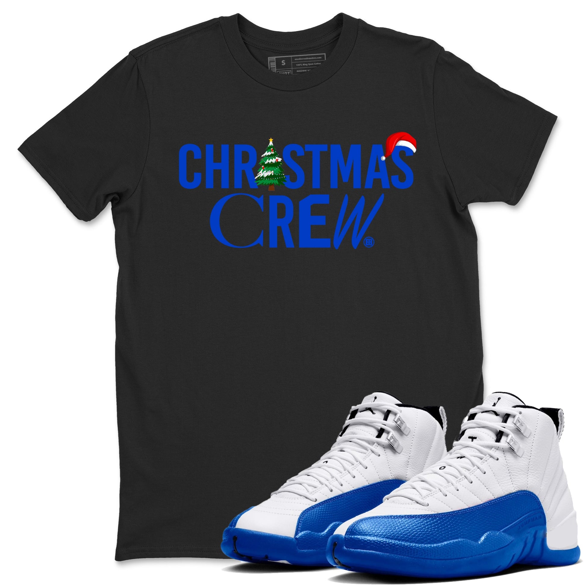 Air Jordan 12 Blueberry t-shirts to match sneakers Holiday Christmas Crew sneaker match tees 12s Blueberry match shoes to clothes SNRT Sneaker Tees unisex cotton Black 1 shirts