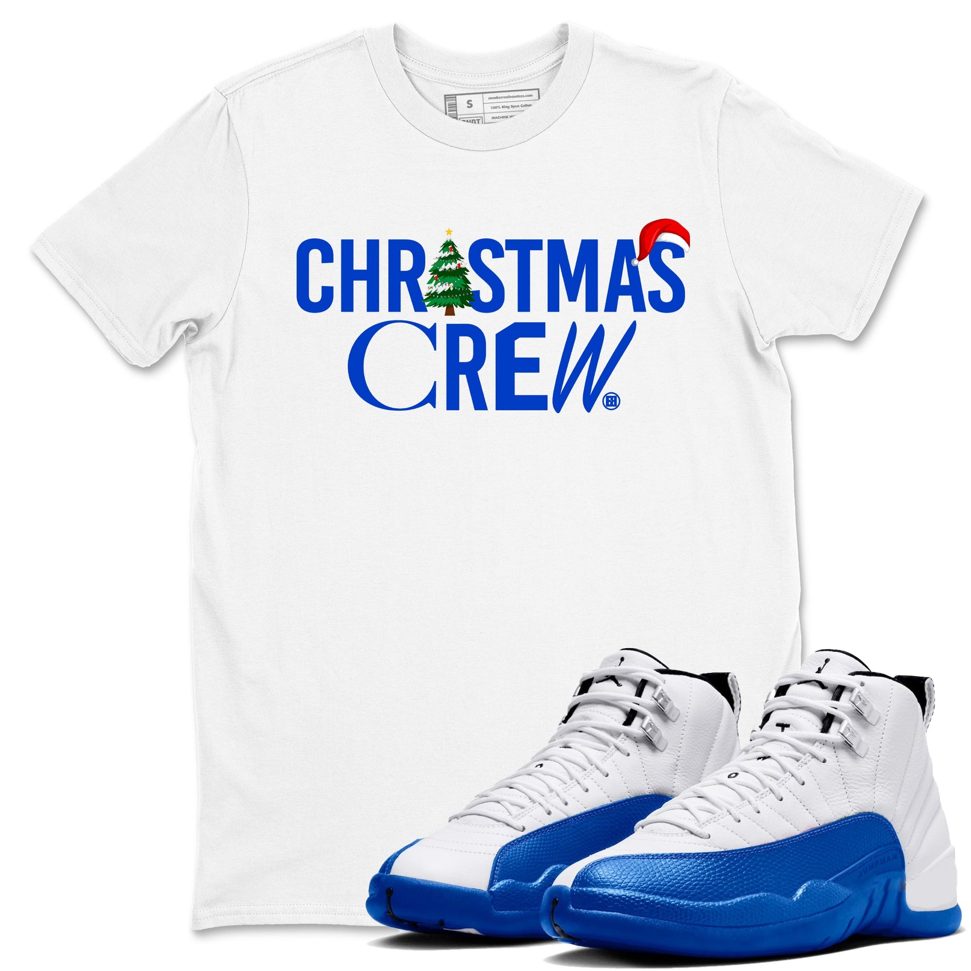 Air Jordan 12 Blueberry t-shirts to match sneakers Holiday Christmas Crew sneaker match tees 12s Blueberry match shoes to clothes SNRT Sneaker Tees unisex cotton White 1 shirts